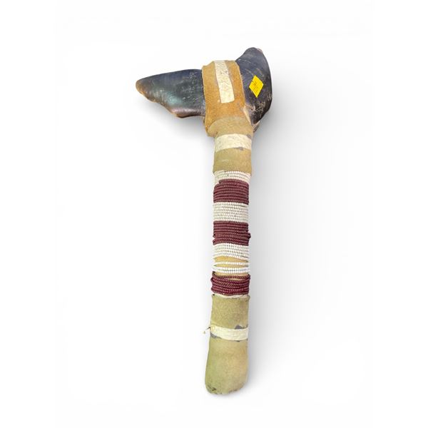 14" Vintage Beaded Horn & Hide First Nations Rattle