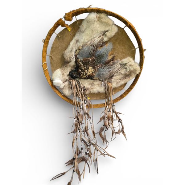 Genuine Pheasant, Fur & Leather Wall Hanging (26" diameter)