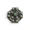 Image 1 : Vintage Celtic cross brooch/pendant with light green jasper stones