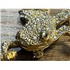 Image 3 : Christian Dior gold-plated frog brooch set with Swarovski crystals and black paste stones.  - Apprai