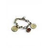 Image 1 : 7" Gold-plated sterling silver link bracelet with 2x gold-plated stamped cameos of Roman scenes, a V