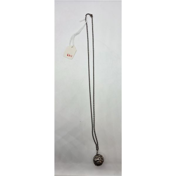 Sterling Silver Ball Pendant on a 22" Sterling Chain - Ball is 3/4" diameter - Total weight: 12.2