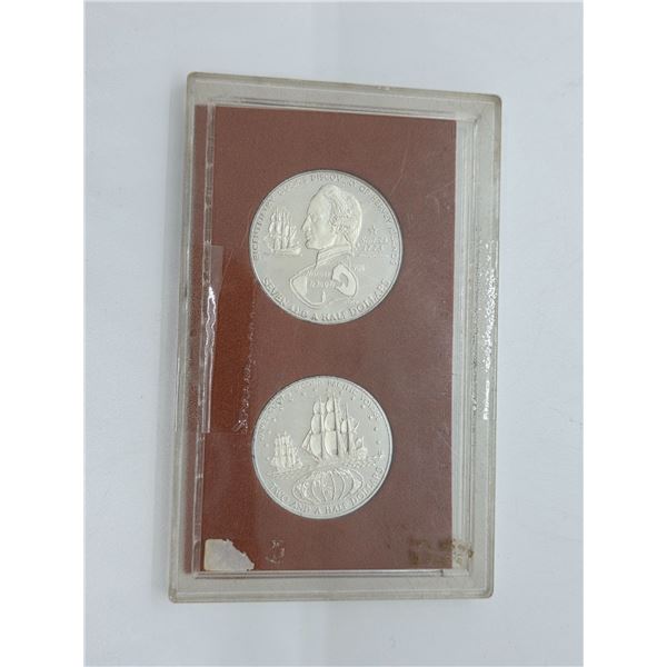 Set of 2 Sterling Silver 1974 Cook Islands "Hervey Islands" Commemorative Coins - Two and a Half Dol