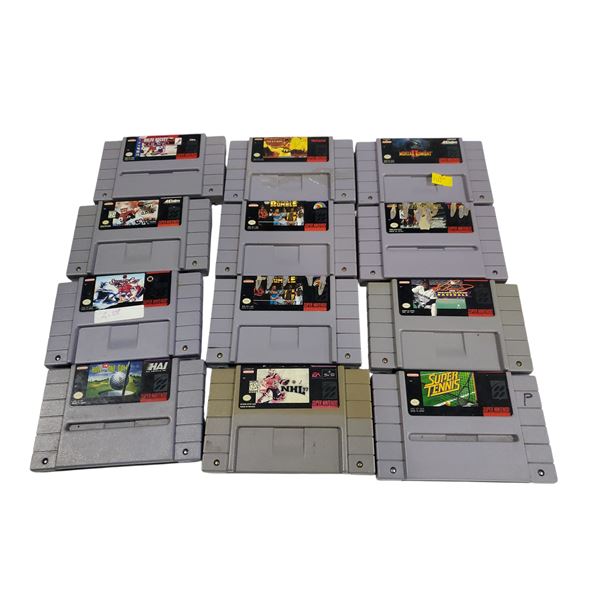 Group of 12 Super Nintendo Games Includes NHLPA Hockey 93, Mortal Kombat, and More