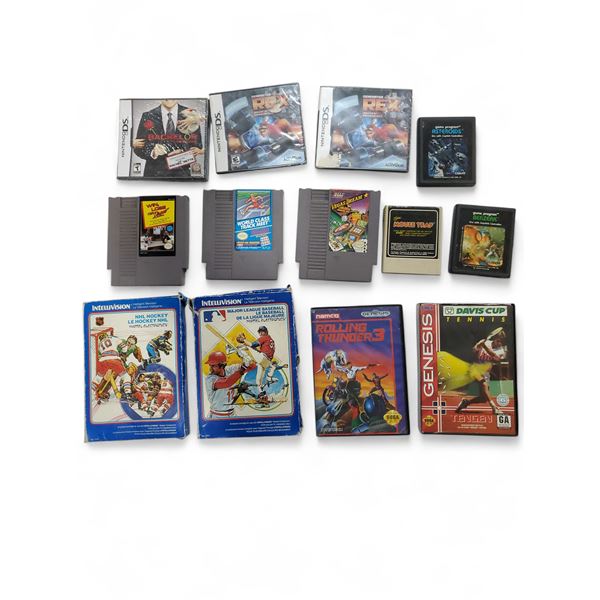 13 Mixed Retro Video Games & Cartridges - NES, Intellivision, Genesis, DS & Atari