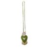 Image 1 : Handmade Beaded Pendant Necklace - Green Heart on Bird Motif
