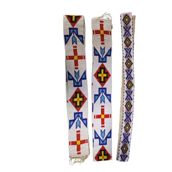 3 Handmade Beaded Straps - Native Geometric Patterns (Assorted Sizes)