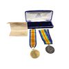 Image 1 : Pair of WWI Campaign Medals with Ribbons, Original Case and Paper - Victory Medal and British War Me