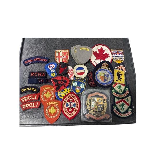 Group of Vintage Military, School & Provincial Cloth Patches - Canadian, British Columbia, Royal Art