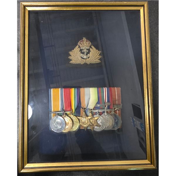 Canadian Naval Medal Display - Framed Service Medals & Cap Badge, 14" x 11"