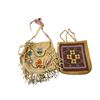 Image 1 : Handcrafted Beaded and Fringed Native Leather Bags, Approx. 10" x 9" Each