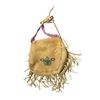 Image 5 : Handcrafted Beaded and Fringed Native Leather Bags, Approx. 10" x 9" Each