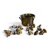 Image 1 : Group of 20 - Circa 1980s Wade Tea Porcelain Figurines and Brass Pot
