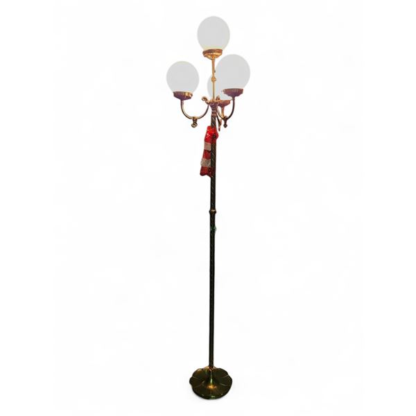 Vintage Brass Four-Globe Floor Lamp, H74"