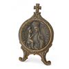 Image 2 : Vintage Vanity Trio and Antique Brass/Bronze Devotional Plaque: Sainte Anne de Beaupre, P.P.N. (Made