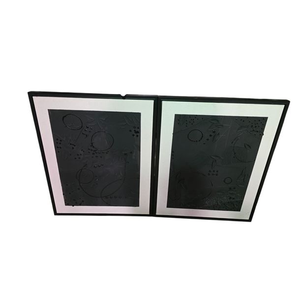 Set of 2 Abstract Relief Art Works, H32" x 26" Each