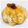 Image 2 : Yellow and Amber Art Glass Pumpkin - 11" diameter x 6" tall