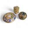 Image 2 : Chinese Porcelain Shiwan "Monkey King" Statue & 3 Vintage Petite Cloisonne Containers (apple is 2" t