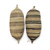 Image 2 : 2 Vintage Ethiopian Gebela Handwoven Canoe Shaped Baskets (9" x 21" x 2.5" deep) - one has a small t