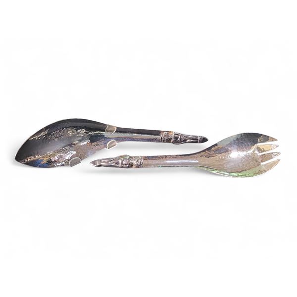Haida Design Silver Plated Copper Salad Server Set - by Jefferies Victoria