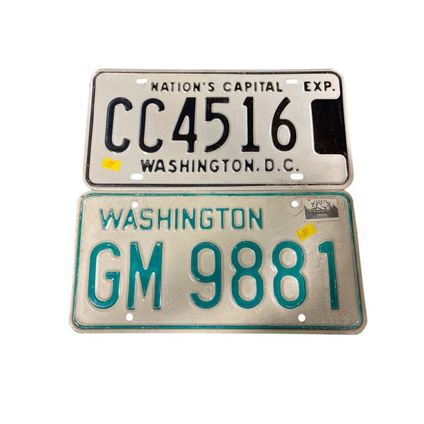 2 Vintage Washington License Plate: GM 9881 and CC 4516