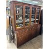 Image 2 : Large China Cabinet with Hutch Top - Carved Dragon Design Panels - 20" x 72" x 88" Tall