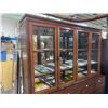 Image 3 : Large China Cabinet with Hutch Top - Carved Dragon Design Panels - 20" x 72" x 88" Tall