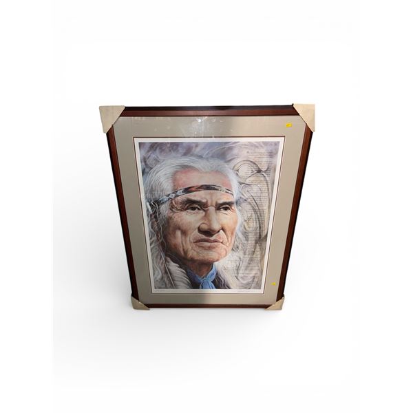 "Chief Dan George" by Paul Ygartua Framed Limited Edition Print AP 2/50, H41.5" x W33" with Frame