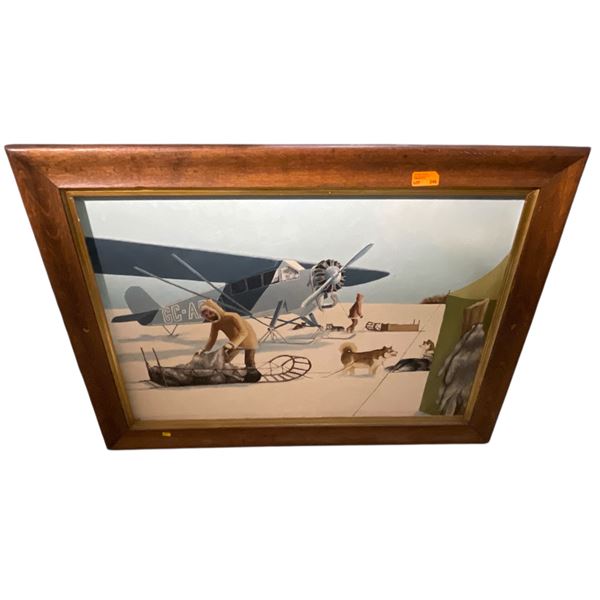 Early Aviation Scene, Oil on Canvas, Hung in the 1970s Vancouver "Air Affair" Restaurant