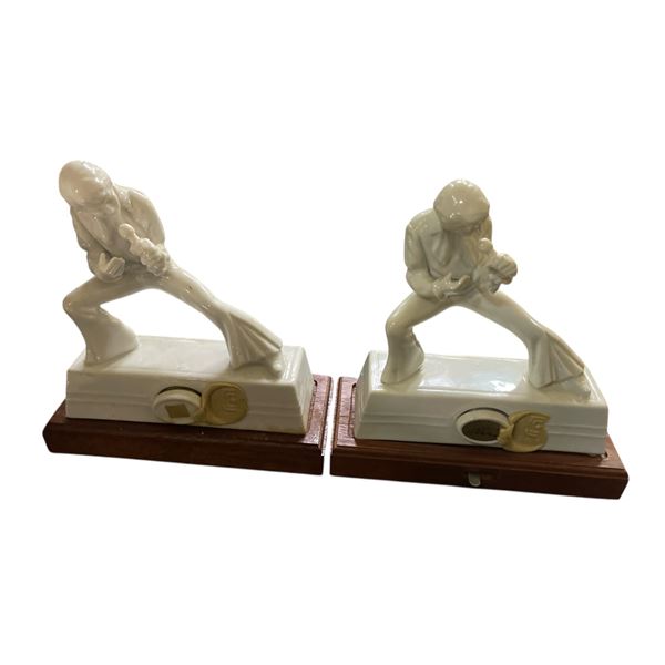 Group of 2 - 1985 Elvis Presley Mini Designer Series Empty Decanters w/ Music Box Stand - w/ one Cer