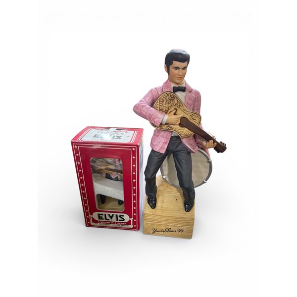 Group of 2 - 1955 McCormick Young Elvis Presley Decanter and 1977 Music Box Elvis Decanter A Second 