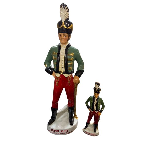 1960s Irish Mist 10" Tall and Mini Porcelain Liqueur Decanters - Empty