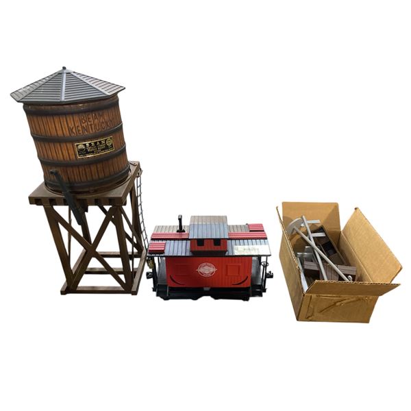 Jim Beam Water Tower Railroad Train Tower and Casey Jones Train Series Decanters - Empty