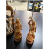 Image 2 : Vintage 1980s Native American Bust on Wood Stand - Tall 8.75", and 2 Mini "Wolf Dancer" Decanters - 