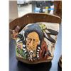 Image 3 : Vintage 1980s Native American Bust on Wood Stand - Tall 8.75", and 2 Mini "Wolf Dancer" Decanters - 