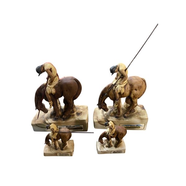 4 Vintage 1976 Ski Country "The End of Trail" Empty Ceramic Bourbon Whiskey Decanters - Includes 2 F