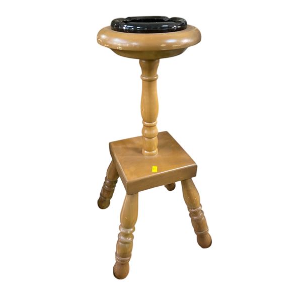 Vintage Wooden Floor-Standing Ashtray, H25"