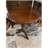 Image 2 : Carved Wood Pedestal Side Table - Approx. H28" x Dia. 22"