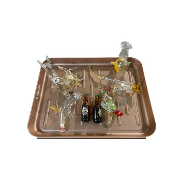 Group of Miniature Liquor Bottles - 4 Pcs 1960s BOLS Hand Blown Glass Anima, 2 Vera and Jack Duckwor