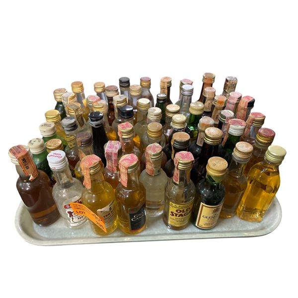 40+ Vintage Glass Mini Liquor Bottles - Approx. 80% Retain Partial Contents