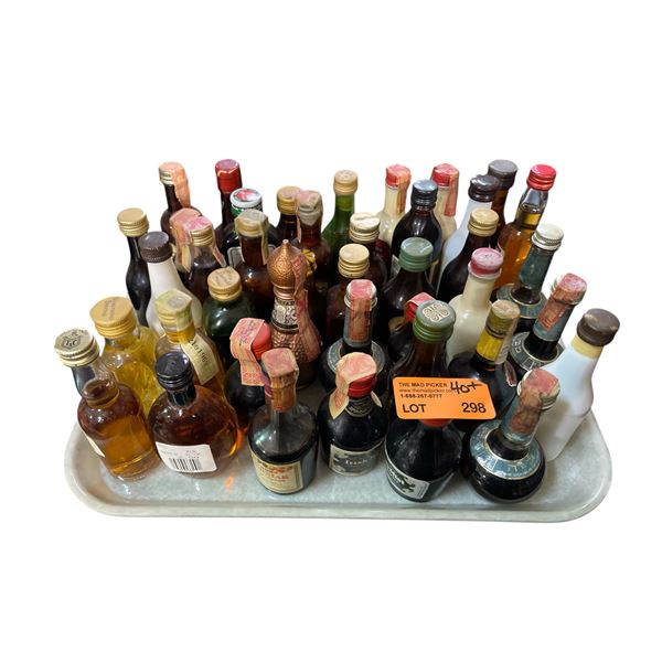 40+ Vintage Glass Mini Liquor Bottles - Approx. 80% Retain Partial Contents
