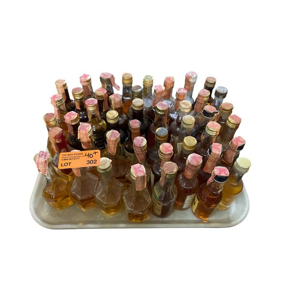 40+ Vintage Glass Mini Liquor Bottles - Majority Have Some Contents