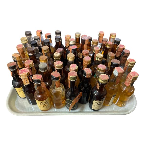 40+ Vintage Glass Mini Liquor Bottles - Approx. 70% Retain Partial Contents