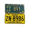 Image 1 : 2 License Plates: Kansas "SAZ 891" and Hawaii "2N-8986 Aloha State"