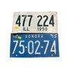 Image 1 : 2 Vintage License Plates: Illinois "477 224" (1950) and Sonora "75-02-74" (1959)