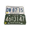 Image 1 : 2 Vintage License Plates: Maryland "DW-87-15" (1964) and Indiana "46D3147" (1965)