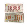 Image 1 : 2 Vintage License Plates: Ohio "18666 FARM" (1968) and Florida "TBF-3371" (1973)