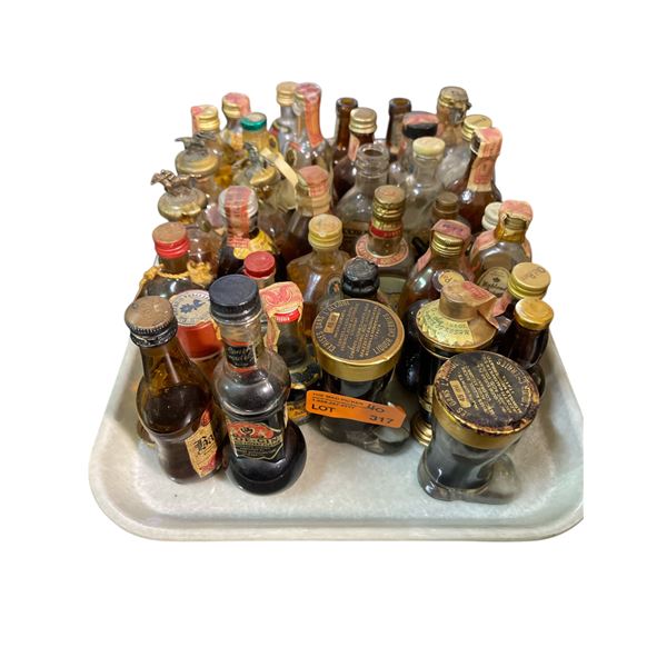 40 Rare Vintage Glass Mini Liquor Bottles - Approx. 60% Retain Partial Contents