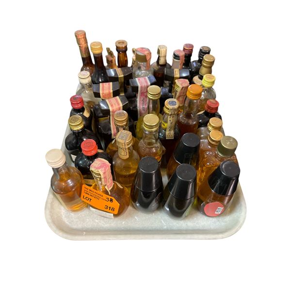 38 Vintage Glass Mini Liquor Bottles - Approx. 80% Retain Partial Contents