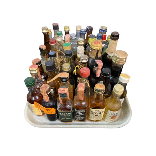 40+ Vintage Glass Mini Liquor Bottles - Approx. 80% Retain Partial Contents